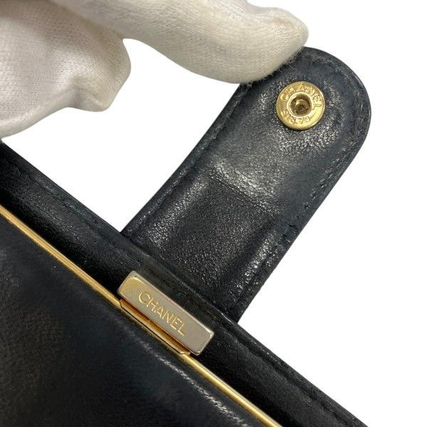 Chanel Caviar Leather Bifold Wallet Clasp Noir Black — view 6