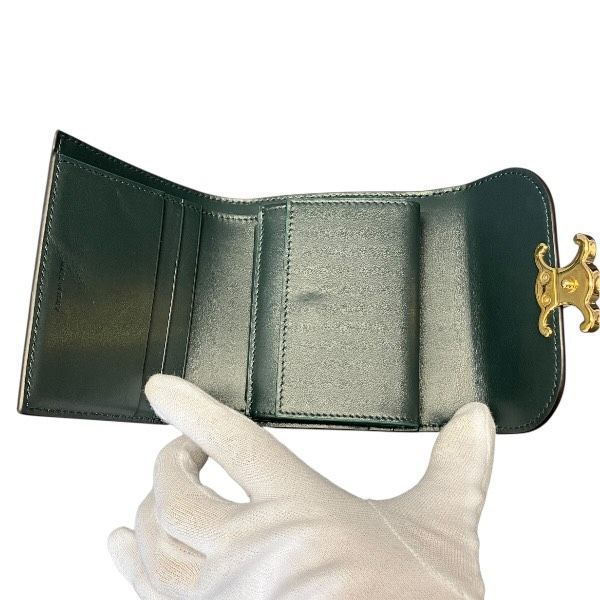 Celine Triomphe Small Flap Wallet Trifold Dark Green — view 3