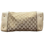 Gucci Canvas Leather Beige White Horsebit Tote X — view 3