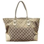 Gucci Canvas Leather Beige White Horsebit Tote X — view 2