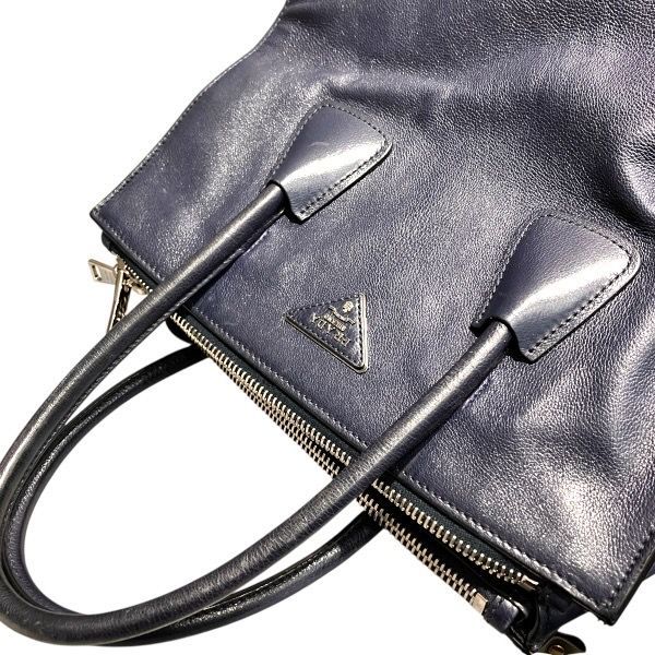 Prada Vitello Daino Navy Tote — view 6