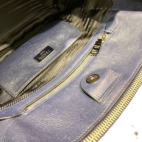 Prada Vitello Daino Navy Tote — view 9