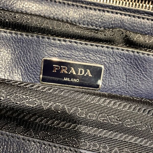 Prada Vitello Daino Navy Tote — view 4