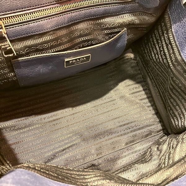 Prada Vitello Daino Navy Tote — view 5
