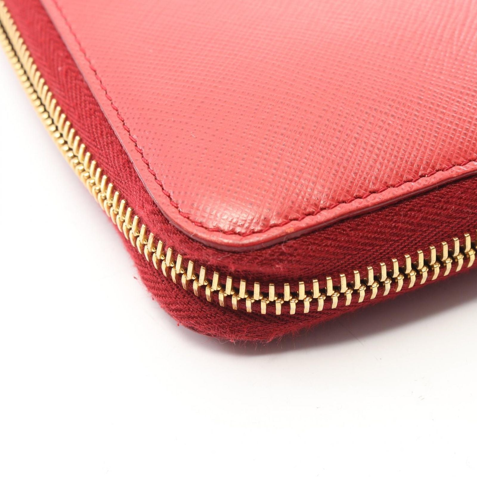 Prada Round Wallet Red Leather Zip Around — view 7