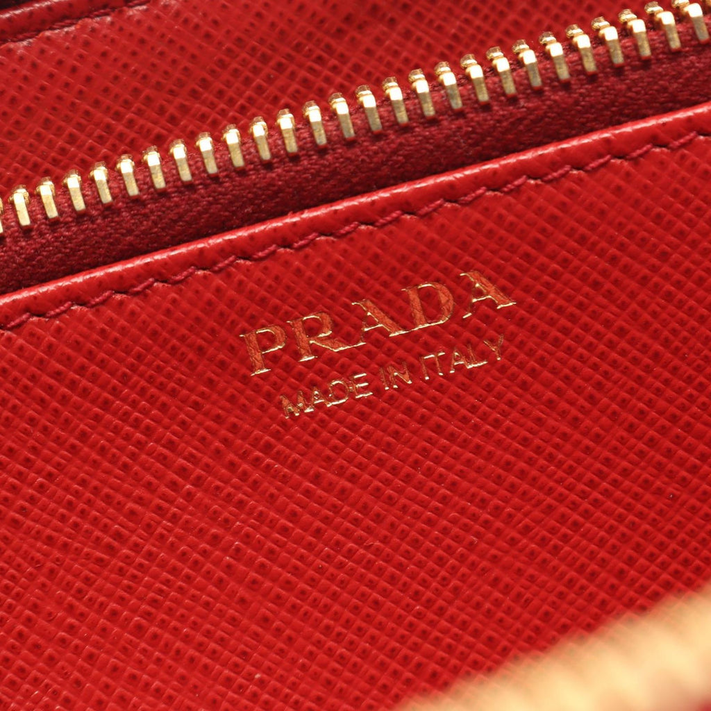 Prada Round Wallet Red Leather Zip Around — view 4