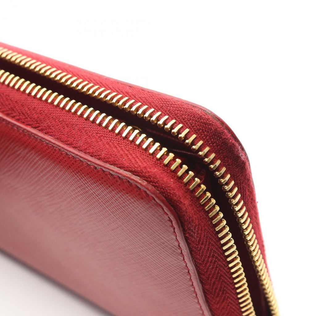 Prada Round Wallet Red Leather Zip Around — view 8