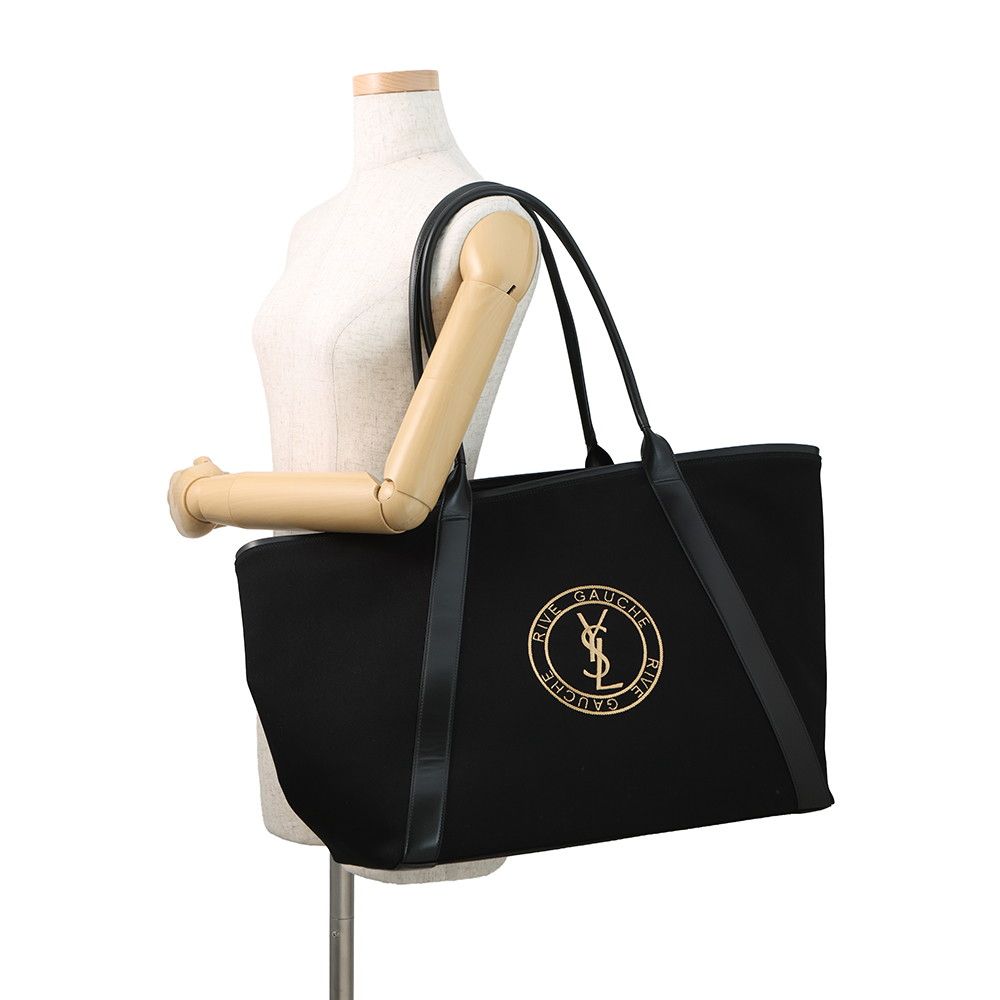 Saint Laurent Paris Tote Rive Gauche Canvas Black — view 4