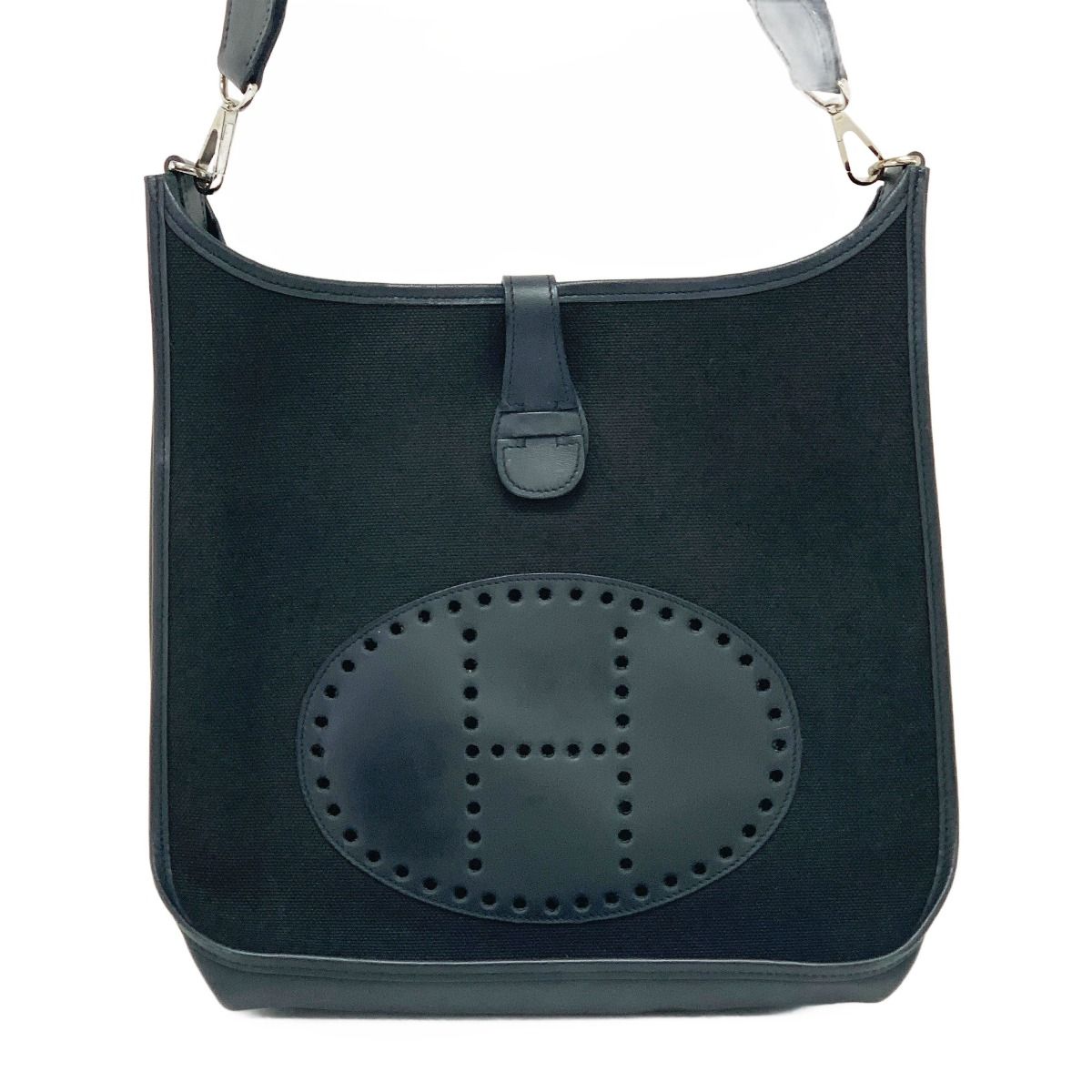 Hermes Evelyne Toile Hunter Shoulder Bag Black — view 2