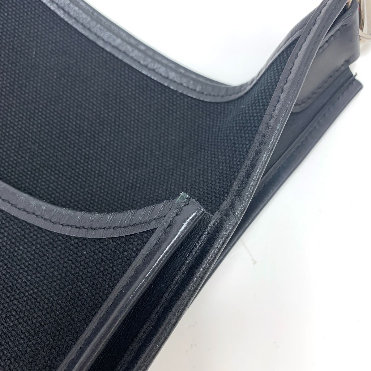 Hermes Evelyne Toile Hunter Shoulder Bag Black — view 9