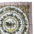 Hermes Scarf Silk Carre 90 la Promenade de Longchamps Walk to Long Chien Pink — view 3