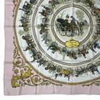Hermes Scarf Silk Carre 90 la Promenade de Longchamps Walk to Long Chien Pink — view 4