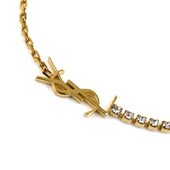 Saint Laurent Rhinestone Cassandra Charm Bracelet — view 2