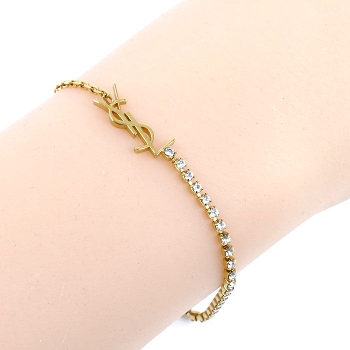 Saint Laurent Rhinestone Cassandra Charm Bracelet — view 6