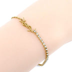 Saint Laurent Rhinestone Cassandra Charm Bracelet — view 6