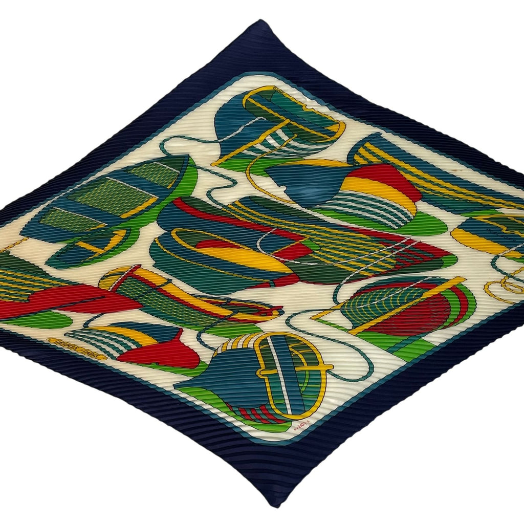 Hermes Scarf Pleated Silk Thalassa Navy — view 4