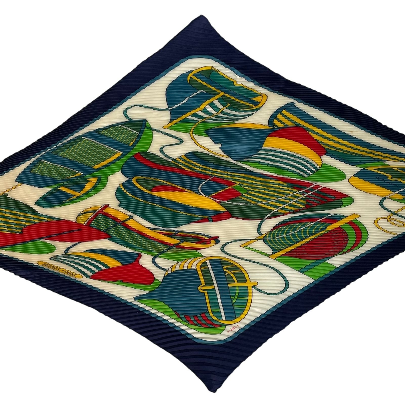 Hermes Scarf Pleated Silk Thalassa Navy — view 4