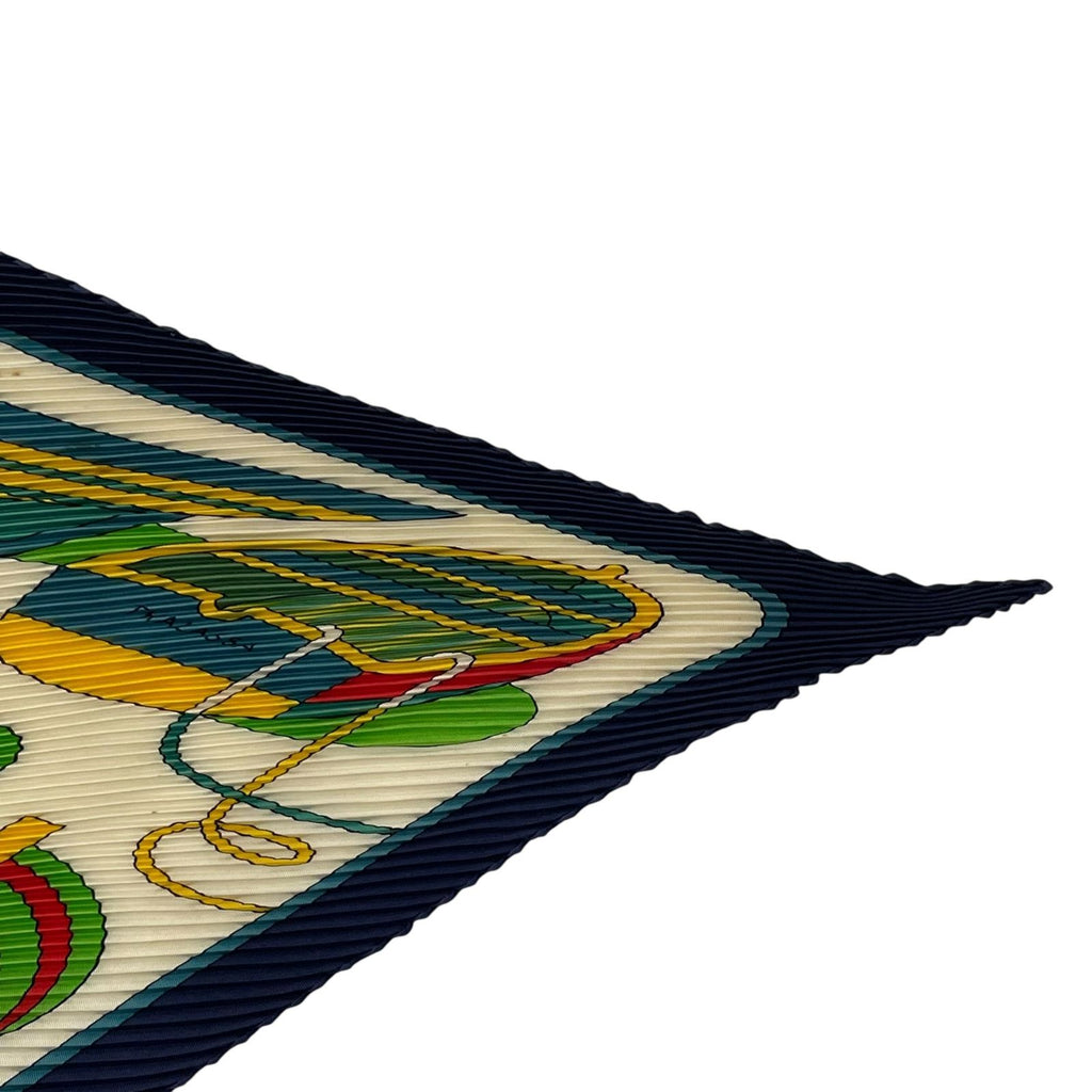 Hermes Scarf Pleated Silk Thalassa Navy — view 5