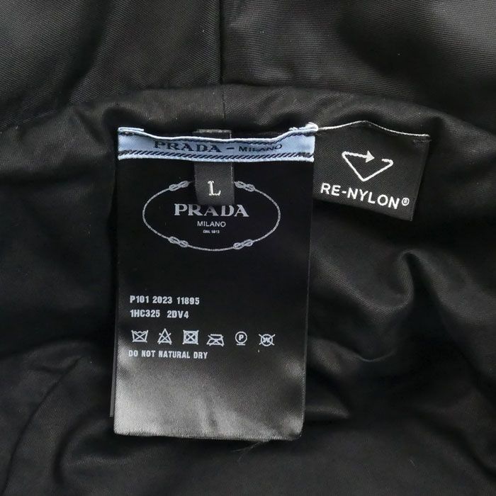 Prada Triangle Logo Bucket Hat Black — view 4