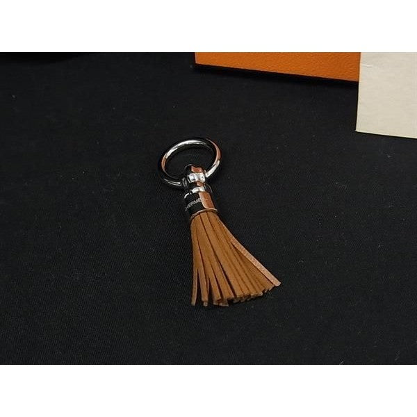Hermes Cell Pom Agneau Milo Twilly Ring Brown Silver