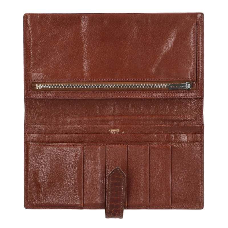 Hermes Bearn Souffle Porosus Shine Wallet Brown Tone — view 3