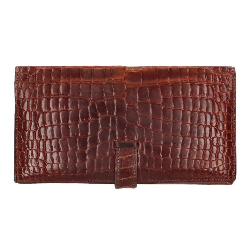 Hermes Bearn Souffle Porosus Shine Wallet Brown Tone — view 2