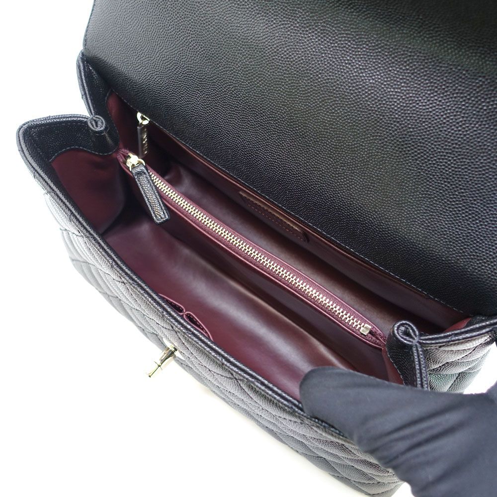 Chanel Large Top Handle Flap Bag Grain Calfskin BK — view 7