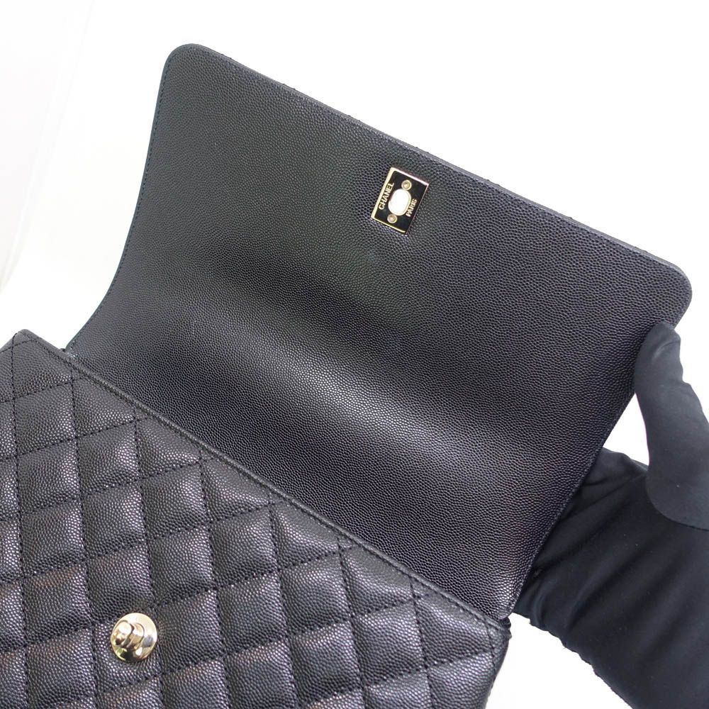 Chanel Large Top Handle Flap Bag Grain Calfskin BK — view 6