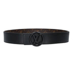 Louis Vuitton Ceinture Logo Circle Buckle Monogram Leather Belt 85 Brown Black — view 3