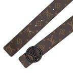 Louis Vuitton Ceinture Logo Circle Buckle Monogram Leather Belt 85 Brown Black — view 4