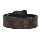 Louis Vuitton Ceinture Logo Circle Buckle Monogram Leather Belt 85 Brown Black — view 2