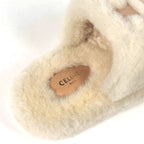 Celine Slide Triomphe Sandals Shearling Shoes Fur Ivory — view 5