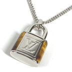 Louis Vuitton Necklace Collier LV Stone Taiga Eye Pendant Silver Brown — view 3