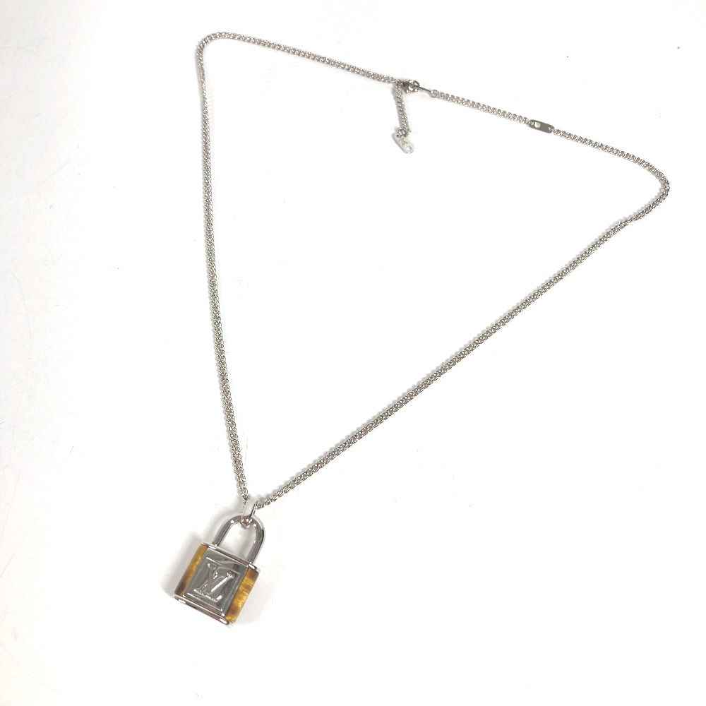 Louis Vuitton Necklace Collier LV Stone Taiga Eye Pendant Silver Brown — view 2