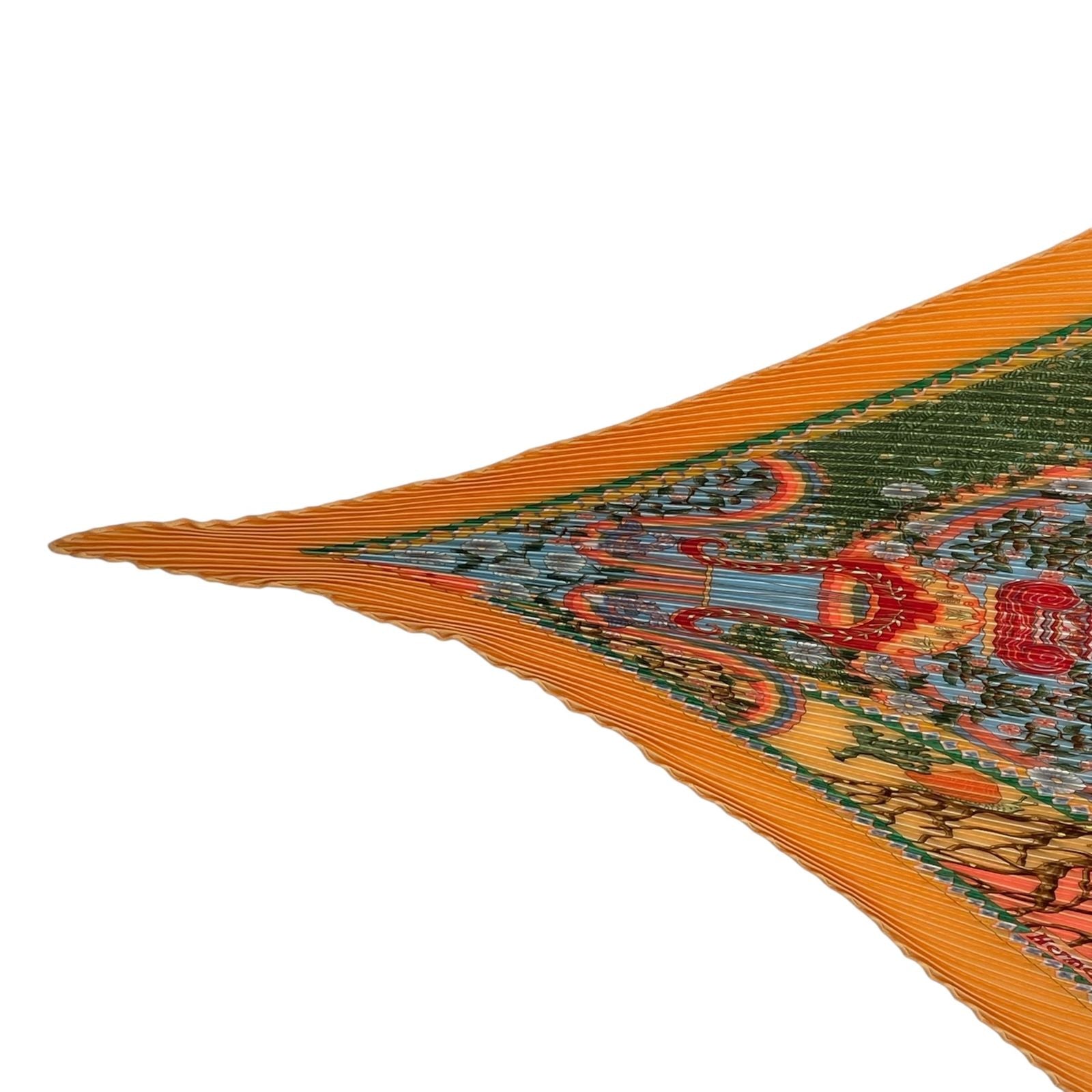 Hermes Scarf Pleated Axis Mundi Center of the World Yellow — view 3