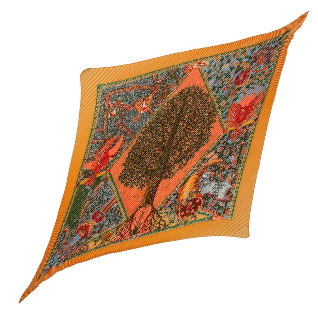 Hermes Scarf Pleated Axis Mundi Center of the World Yellow — view 2