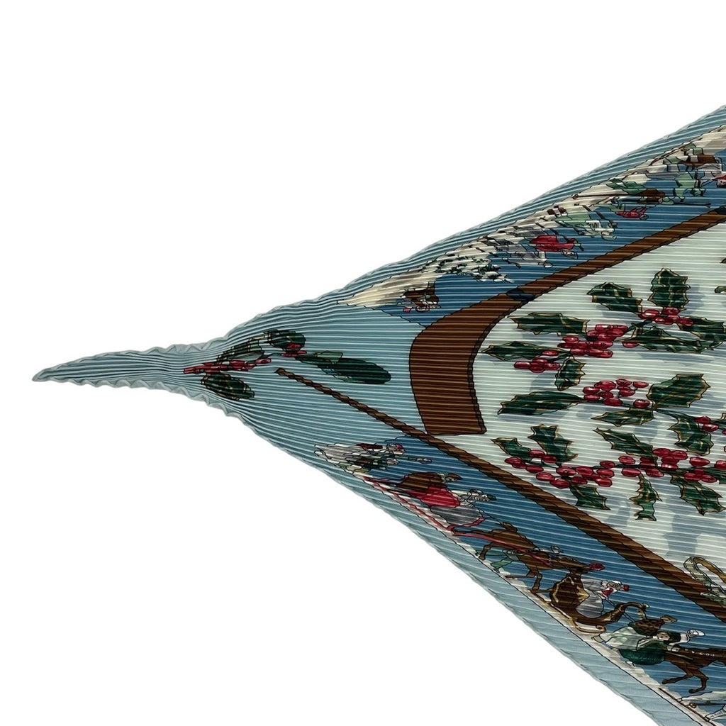 Hermes Scarf Pleated Silk Neige D'antan Last Year's Snow Blue — view 3