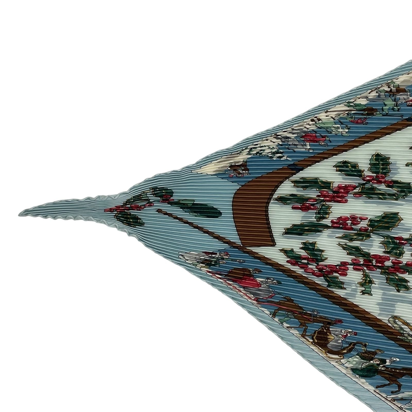 Hermes Scarf Pleated Silk Neige D'antan Last Year's Snow Blue — view 3