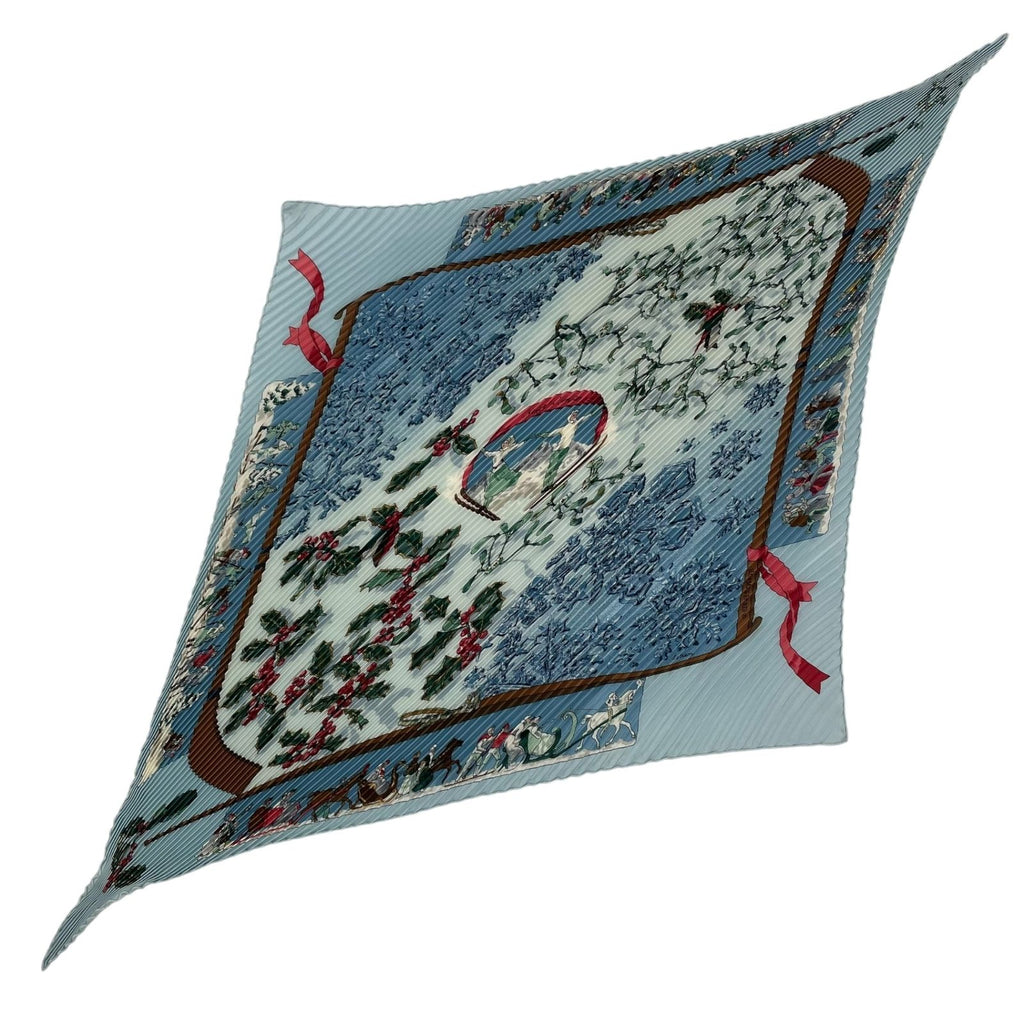 Hermes Scarf Pleated Silk Neige D'antan Last Year's Snow Blue — view 2