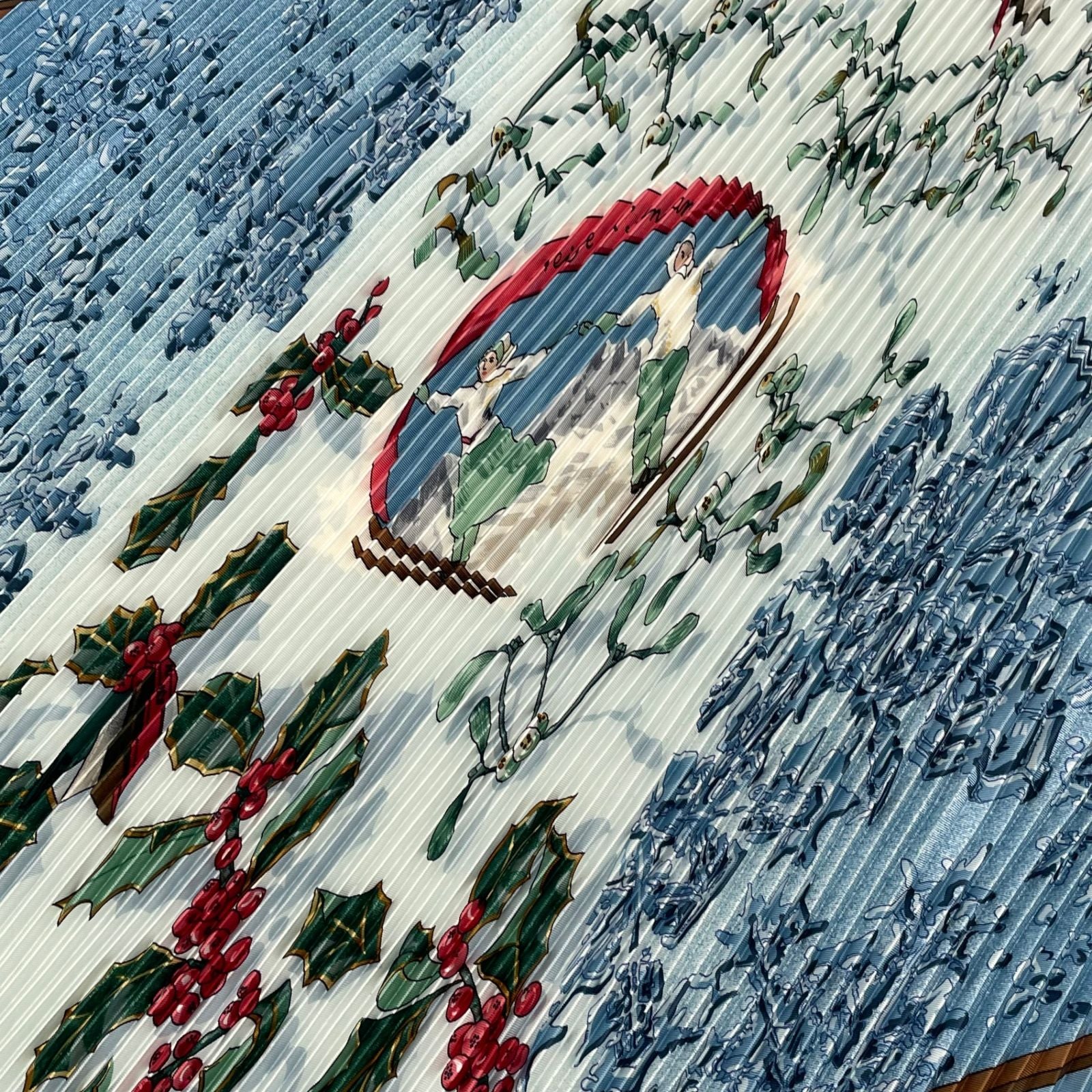 Hermes Scarf Pleated Silk Neige D'antan Last Year's Snow Blue — view 6