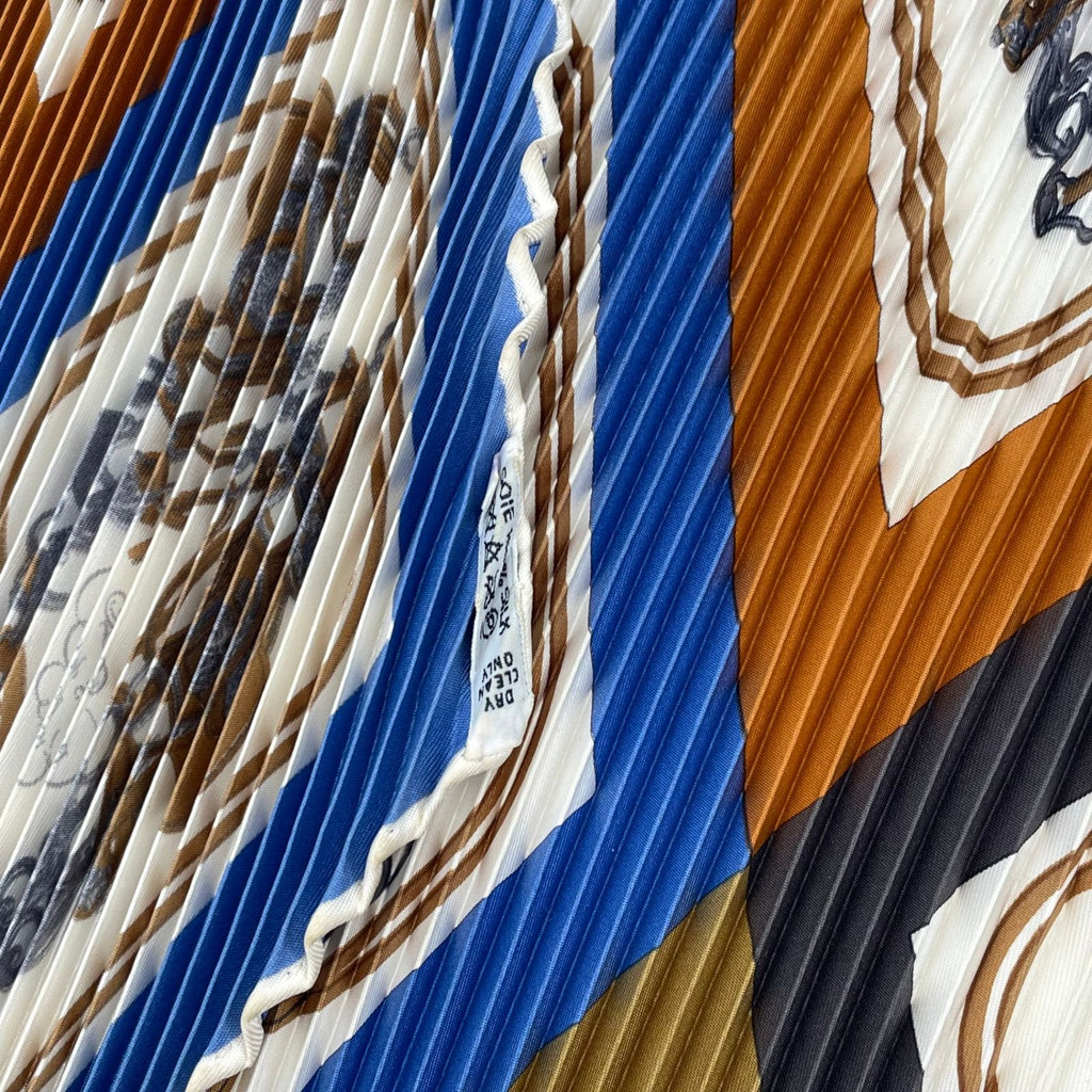 Hermes Scarf Pleated Silk Brides de Gala Geometric Pattern Horse Tackle Box — view 7