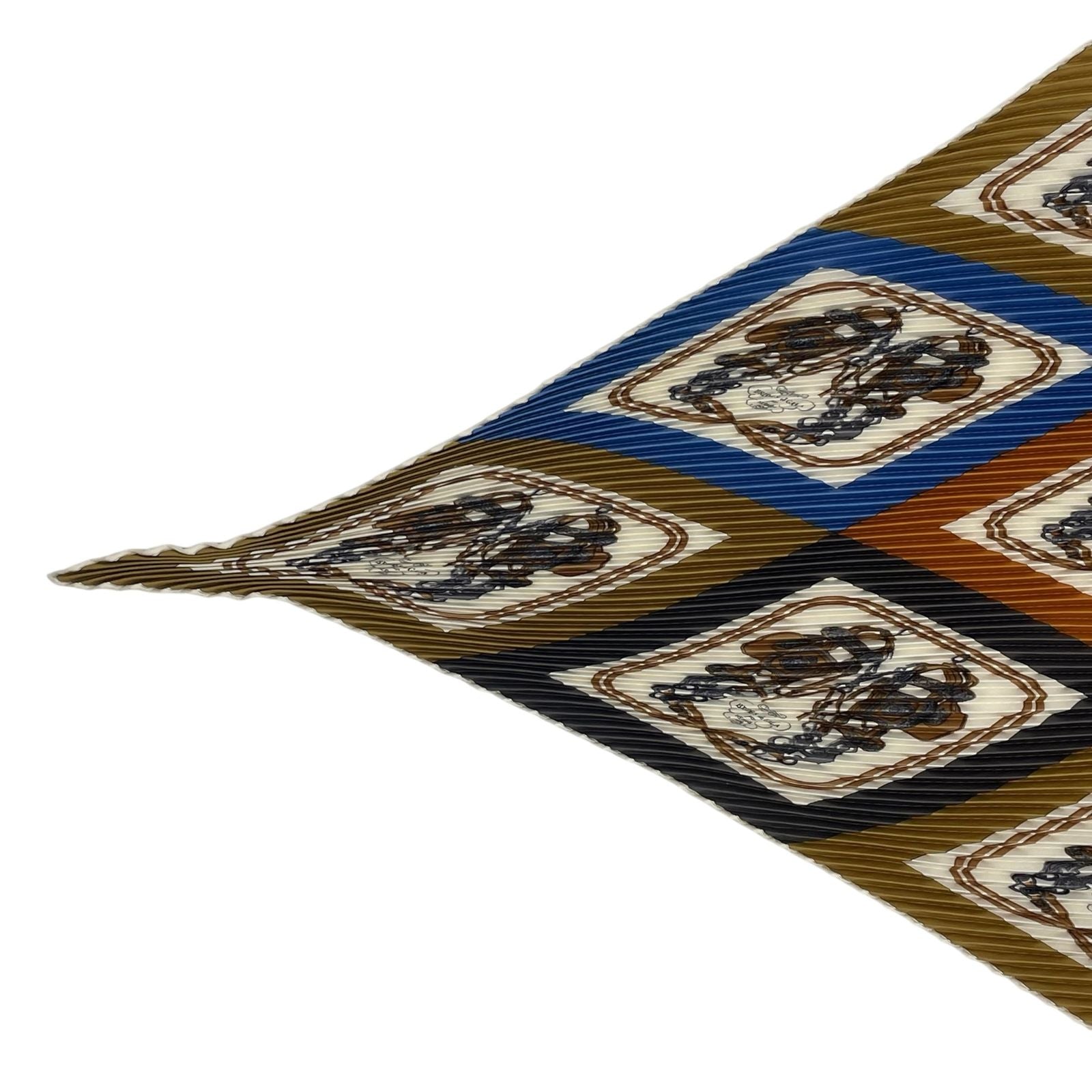 Hermes Scarf Pleated Silk Brides de Gala Geometric Pattern Horse Tackle Box — view 3