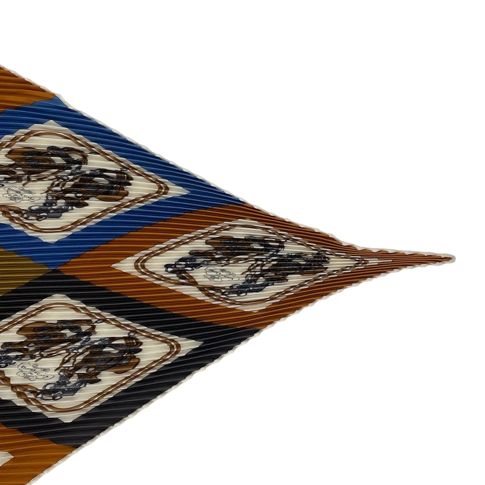 Hermes Scarf Pleated Silk Brides de Gala Geometric Pattern Horse Tackle Box — view 5