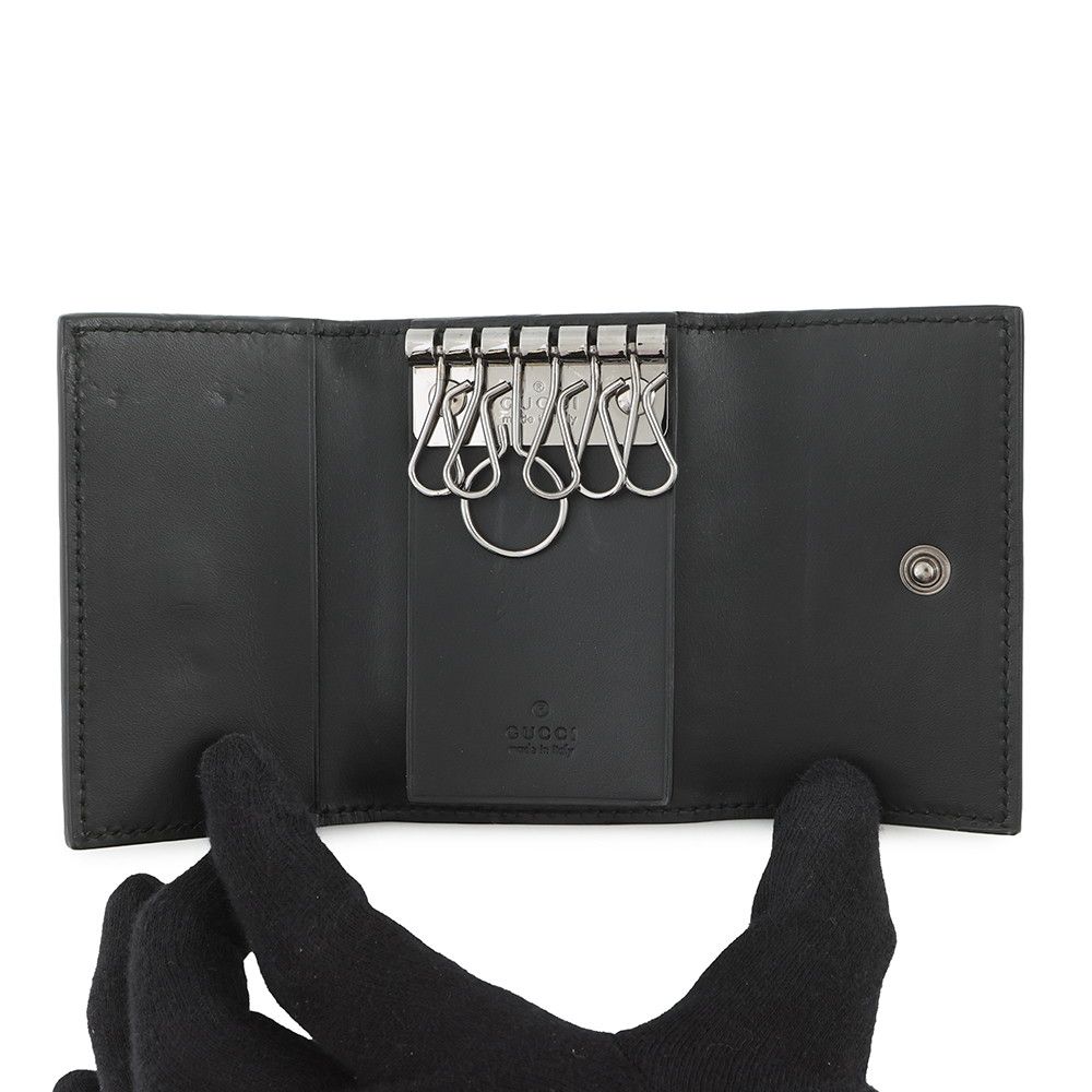Gucci 6 Key Case Guccissima Leather Black Holder — view 4