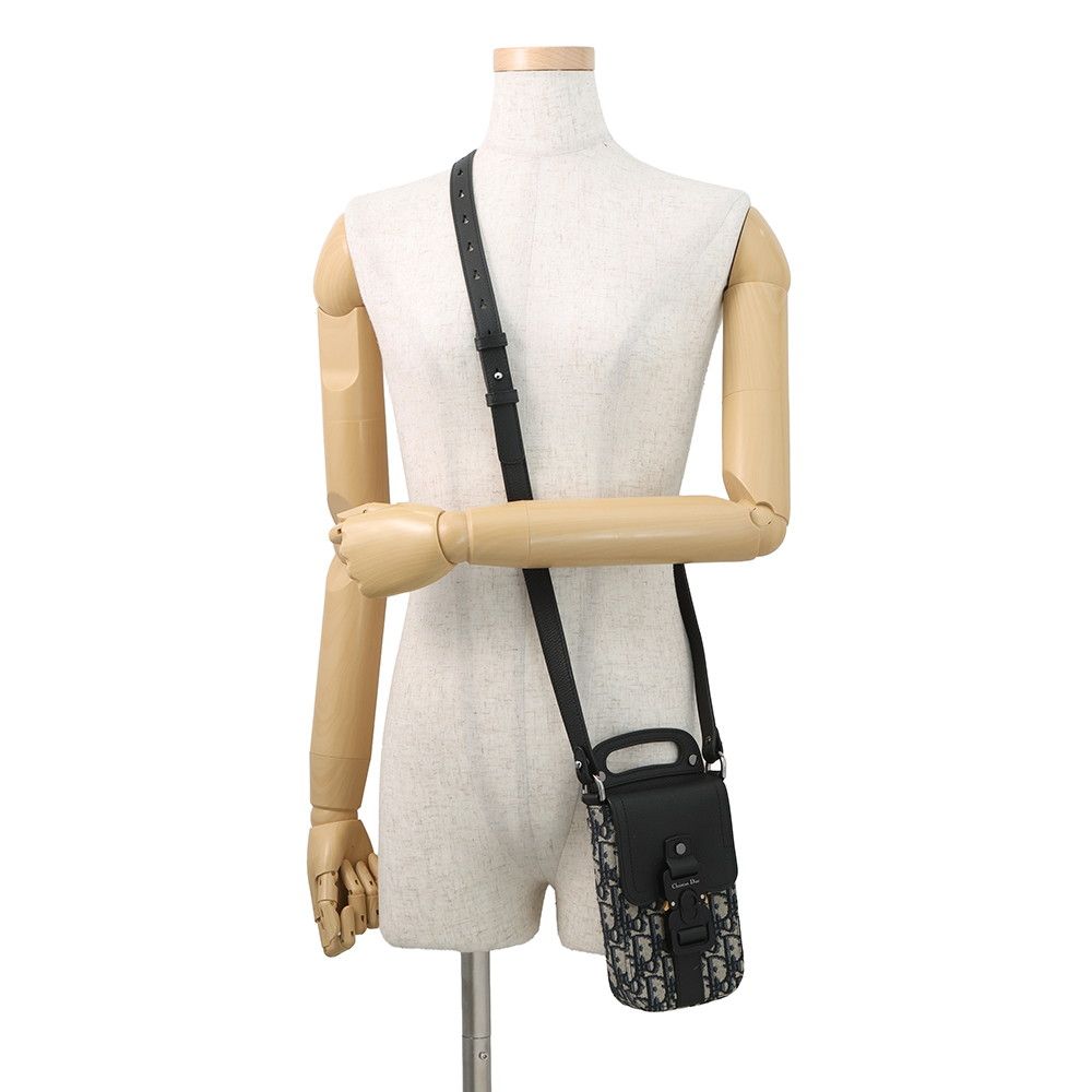 Dior Shoulder Bag Oblique Saddle Vertical Pouch Black Beige Navy — view 4