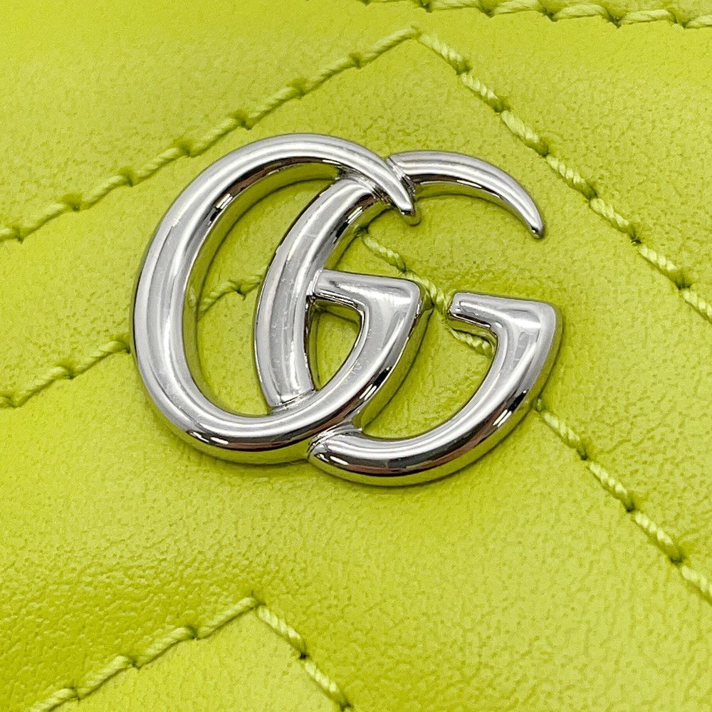 Gucci Key Case GG Marmont Double Chevron Quilted Card Bright Green — view 5