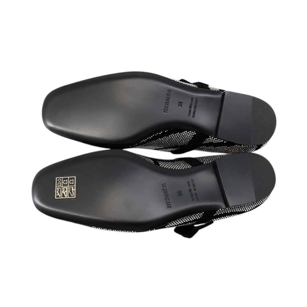 Hermes Ballet Shoes Light Rhinestone Suede 36 Black — view 4