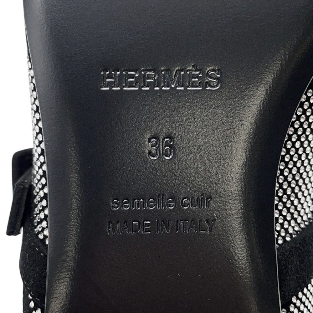 Hermes Ballet Shoes Light Rhinestone Suede 36 Black — view 7