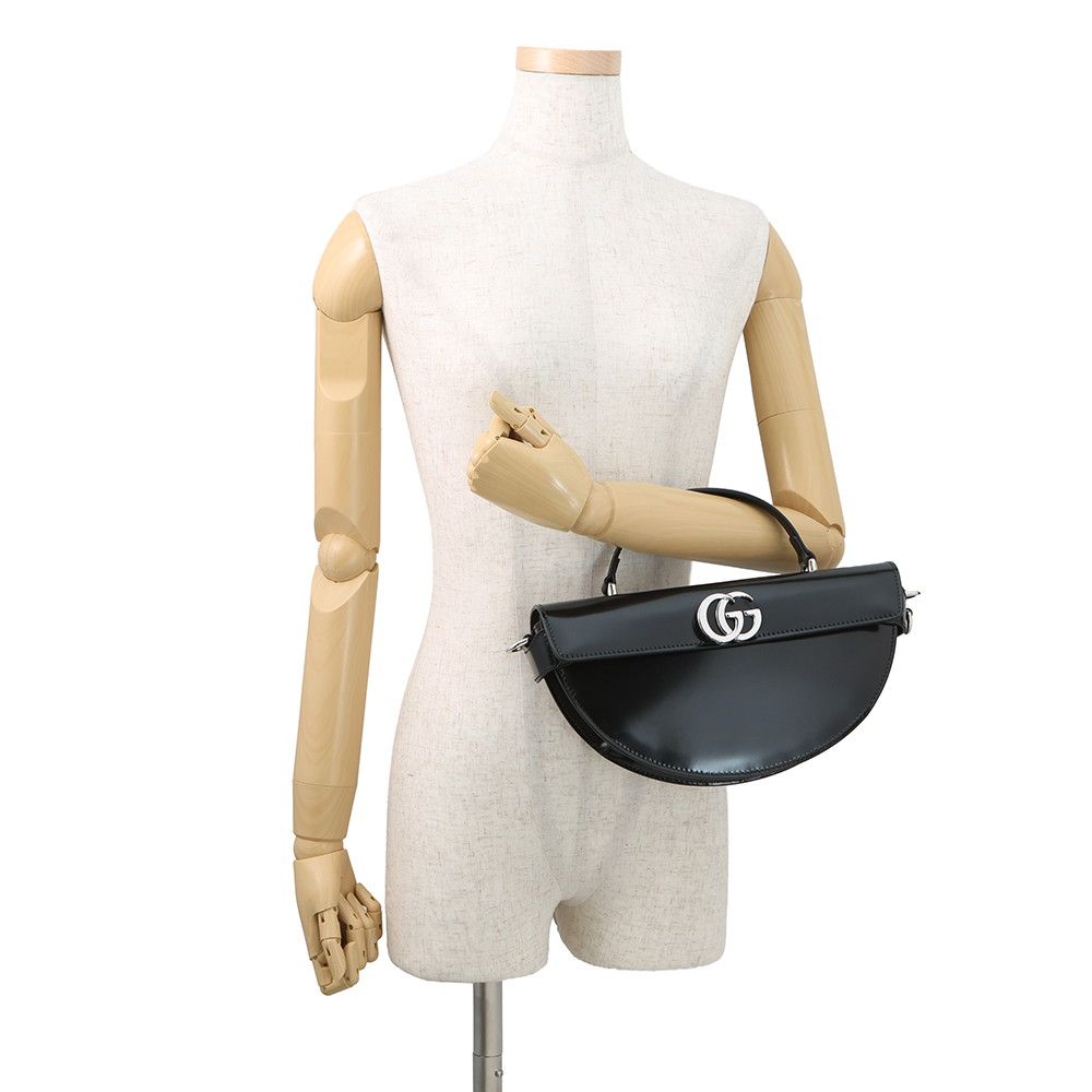 Gucci Leather GG Half Moon 2-Way Shoulder Bag Black — view 4