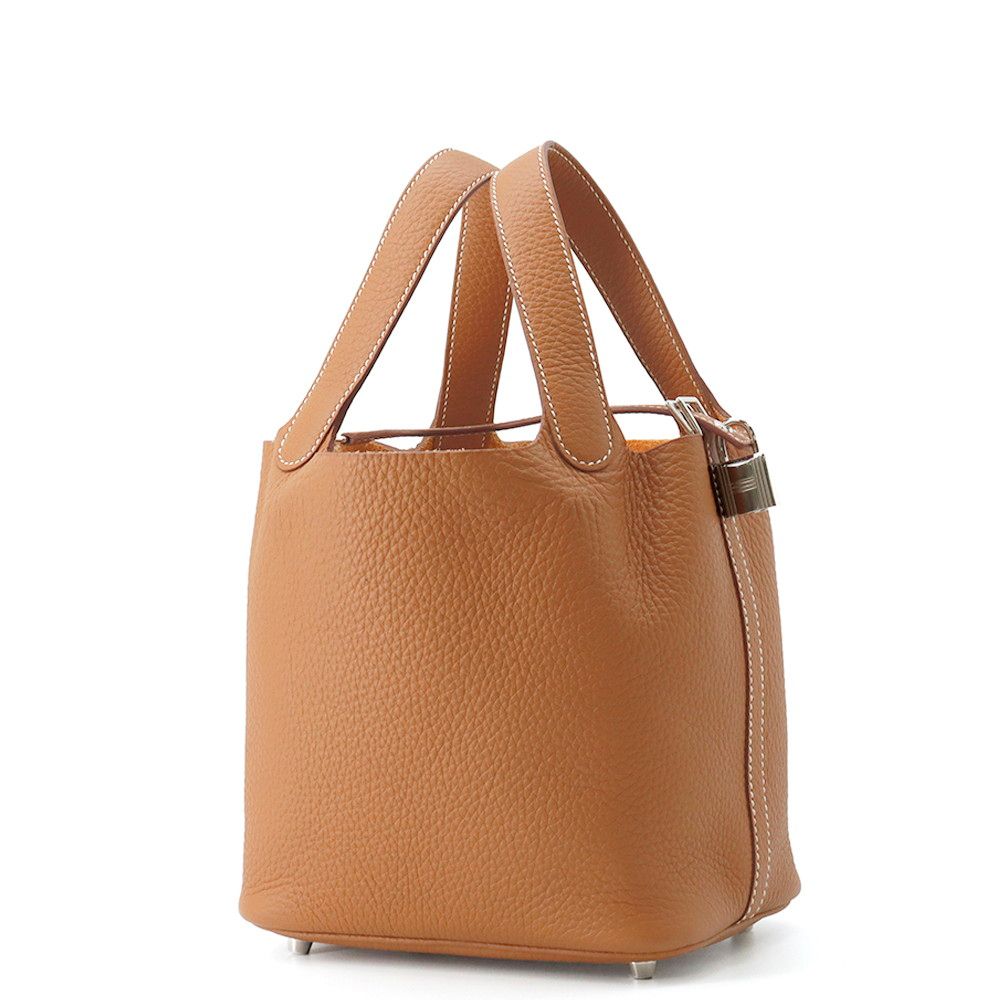 Hermes Handbag Picotin Lock PM Gold Silver Taurillon Clemence — view 2